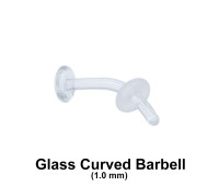 1 mm Glass Piercing Curved Bar with Clear O-ring